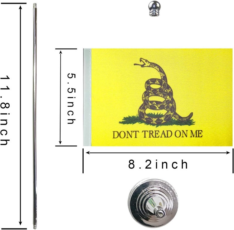 WXTWK 2 Pack American USA Don't Tread On Me Desk Flag Small Mini US Tea Party Snake Table Flags With Stand Base,United States Patriots Parades Festival Events Celebration Decorations - Image 2